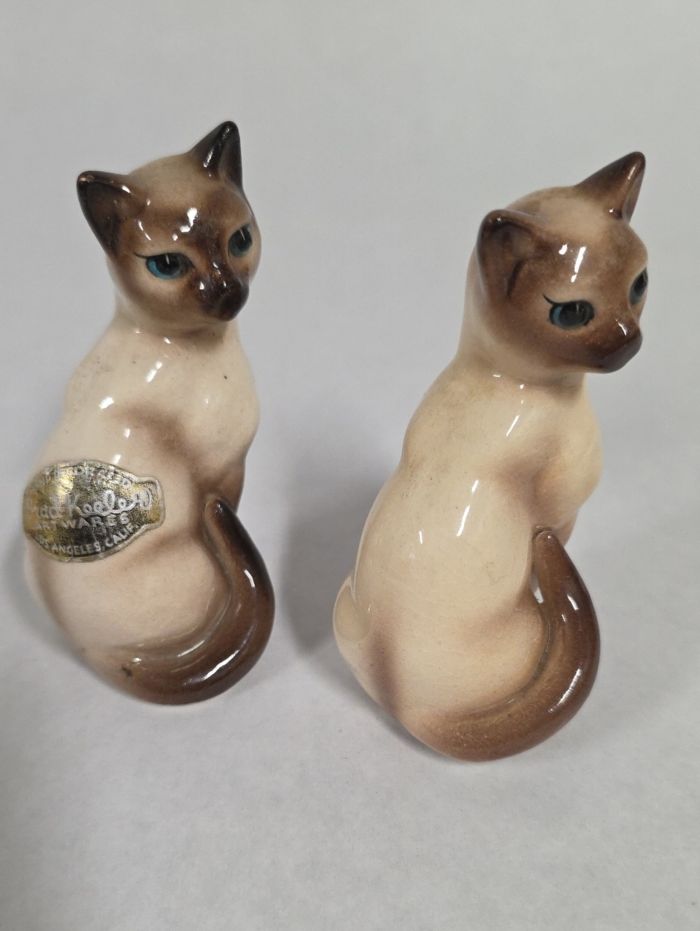 Vtg Brad Keeler Siamese Cat Figurines Set - Keeler Ware Los Angeles CA Pottery - Picture 7 of 12